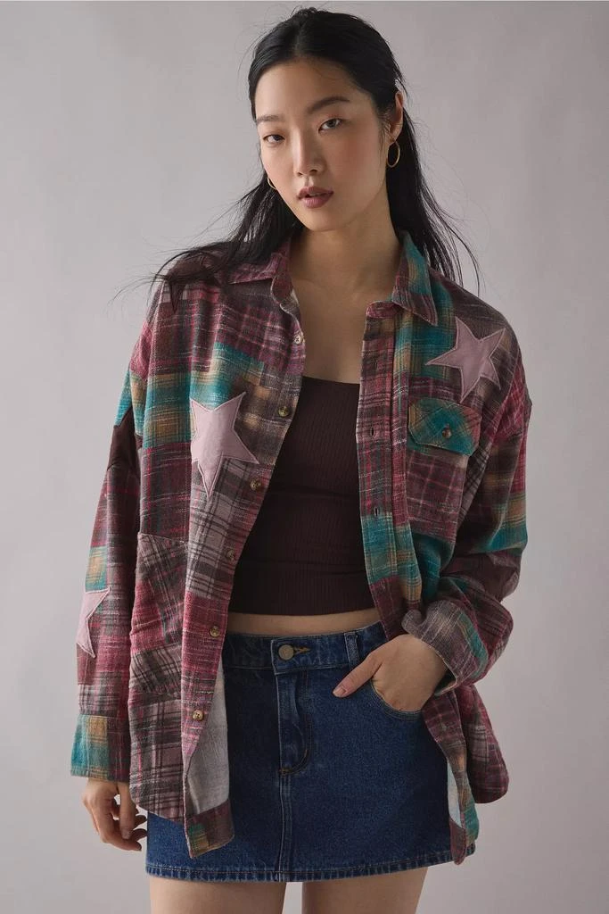 BDG BDG Dani Cowboy Patchwork Oversized Flannel Shirt 1