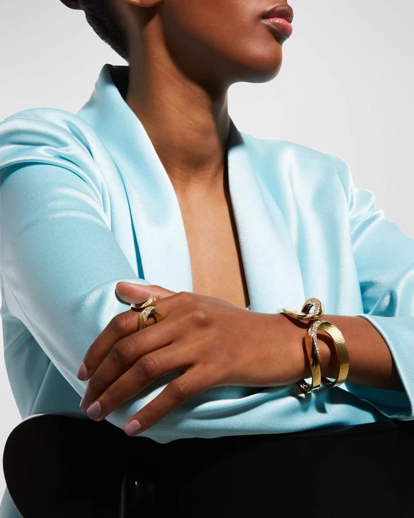 Vendorafa Yellow Gold Hammered Diamond Ring, Size 7 5