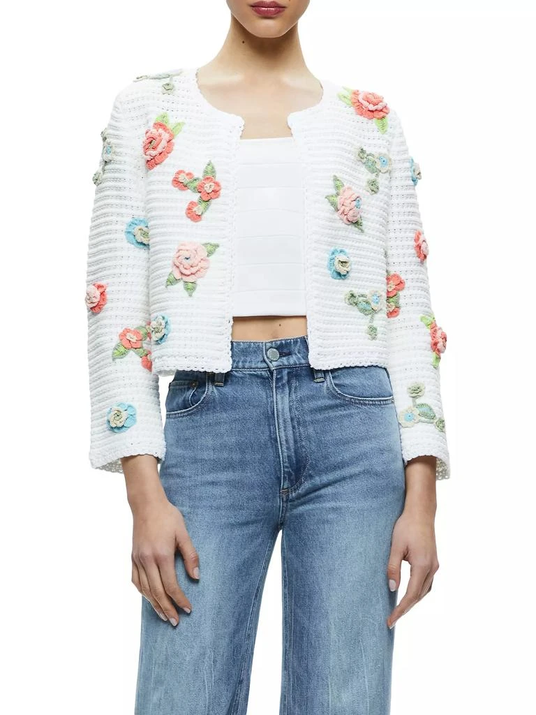 Alice + Olivia Anderson Floral Appliqué Cardi 4