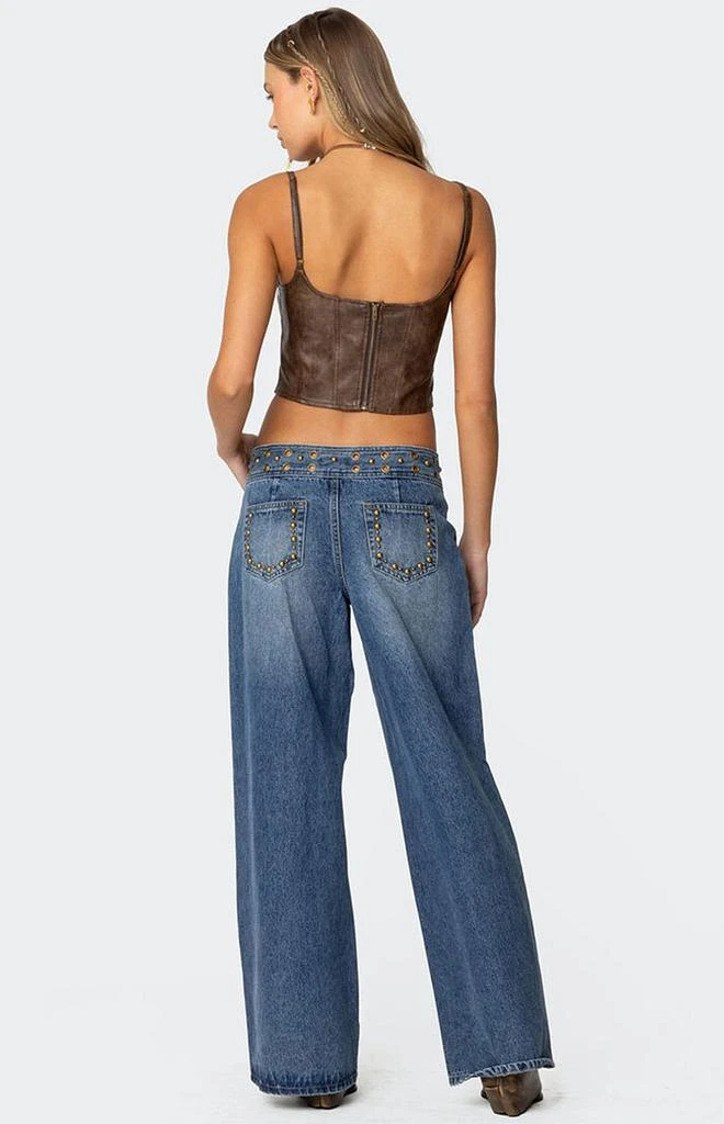Edikted Stud & Grommet Low Rise Jeans 5