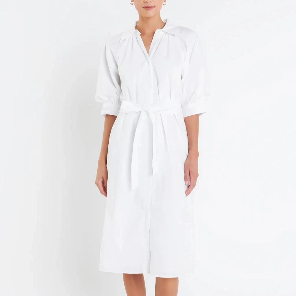 English Factory English Factory - Shirringed Short Sleeves Shirt Dress 1