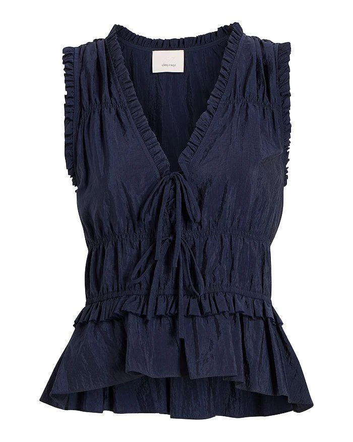Cinq à Sept Taylum V Neck Ruffle Peplum Top 4