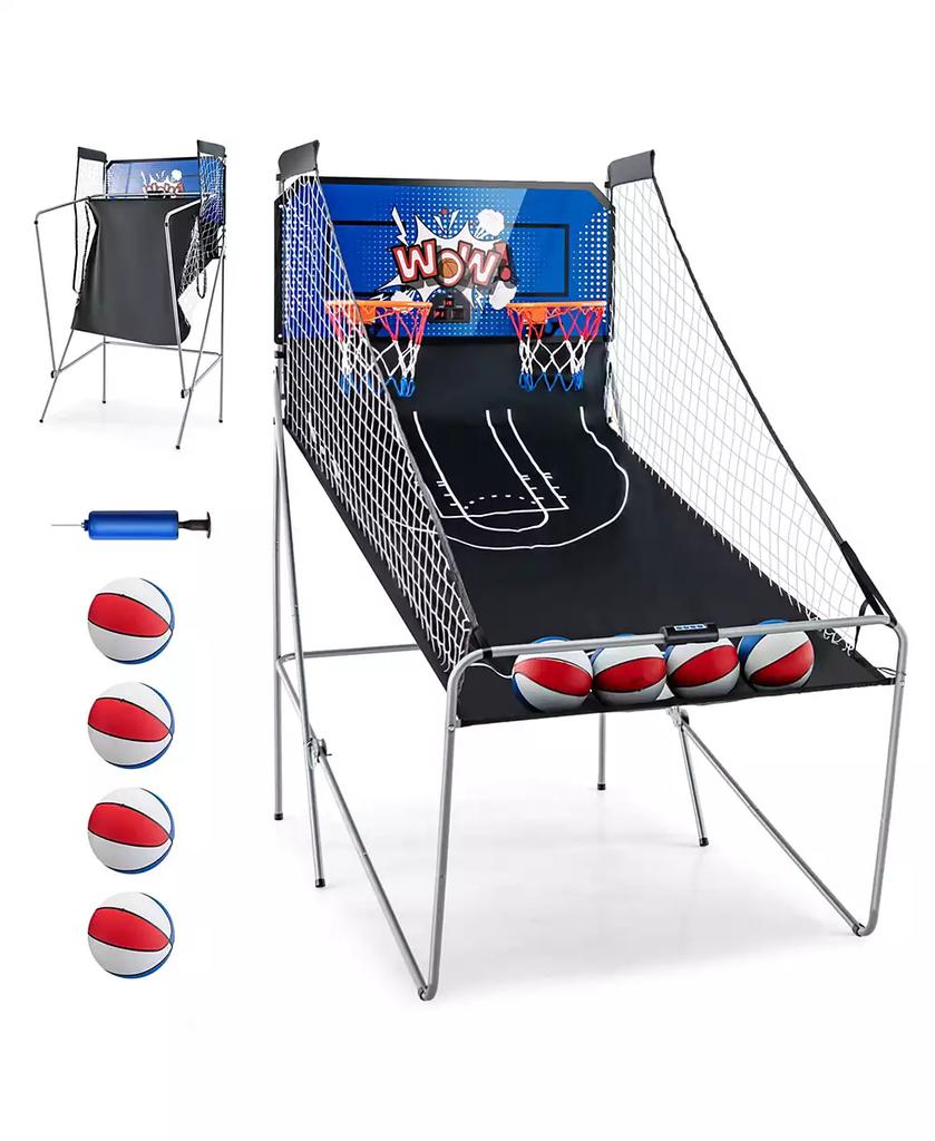 Costway Dual Shot Basketball Arcade Game with 8 Game Modes Arcade Sound Electronic Scoring