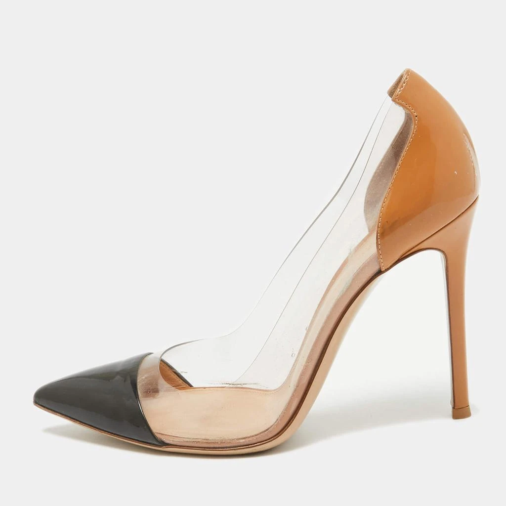 Gianvito Rossi Gianvito Rossi Nude/Black Patent Leather And PVC Plexi Pointed Toe Pumps Size 38 1