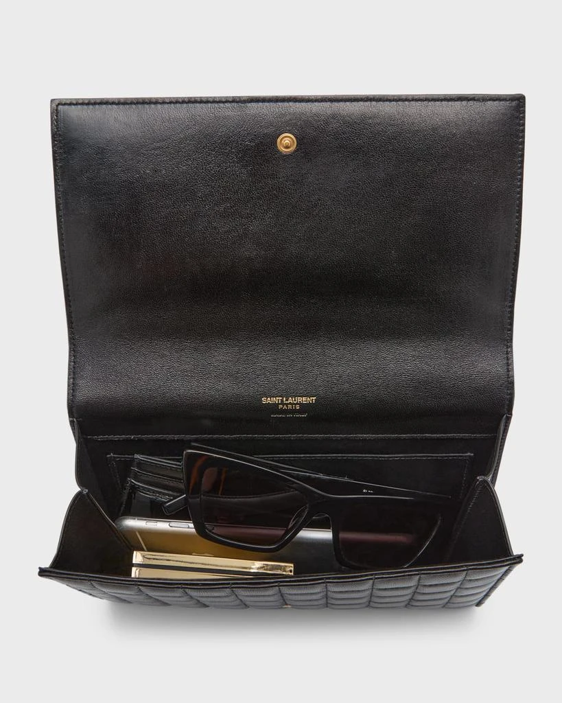 Yves Saint Laurent YSL Monogram Flap Clutch Bag in Quilted Smooth Leather 8