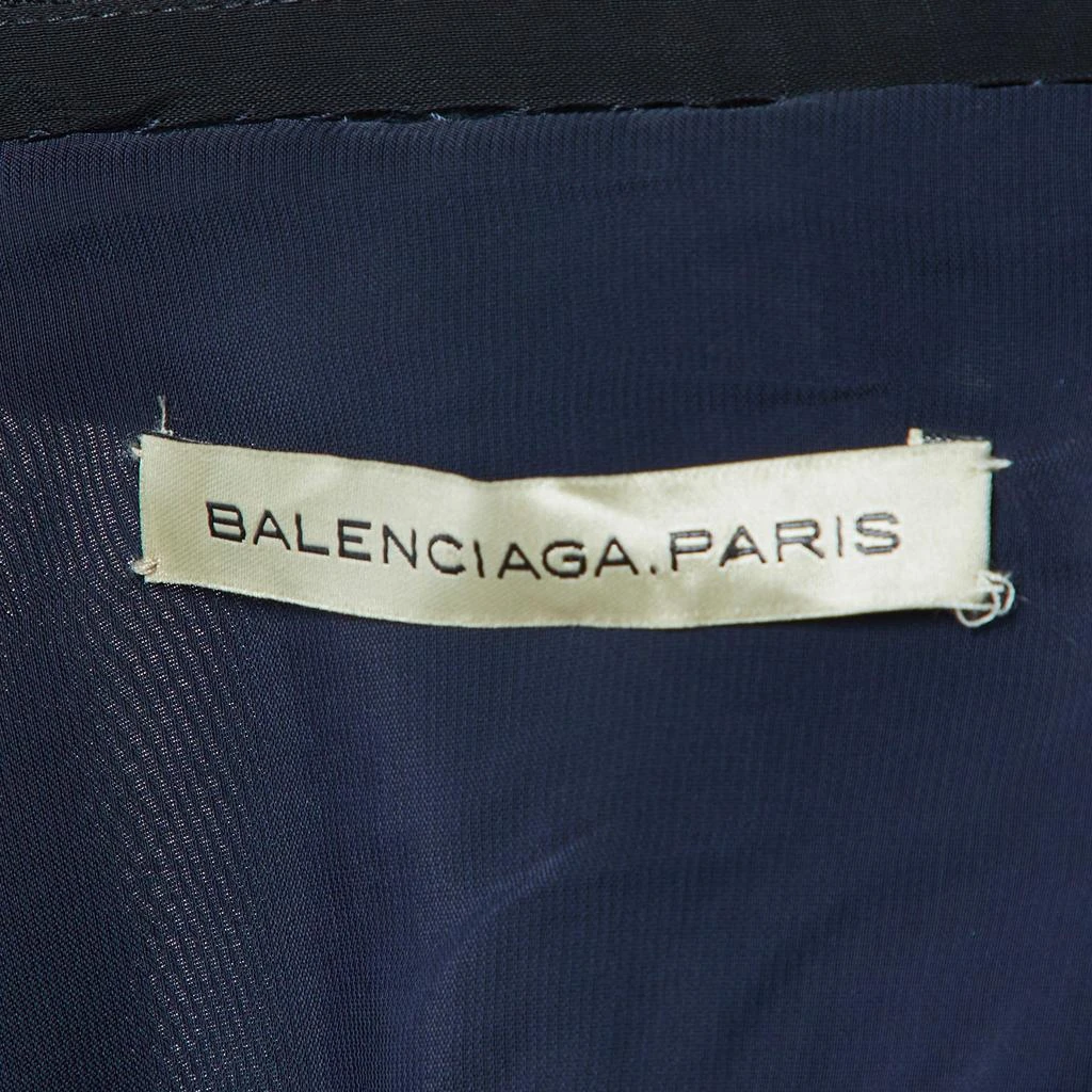 Balenciaga Balenciaga Navy Blue Crepe Panelled Button Detail Jacket M 4