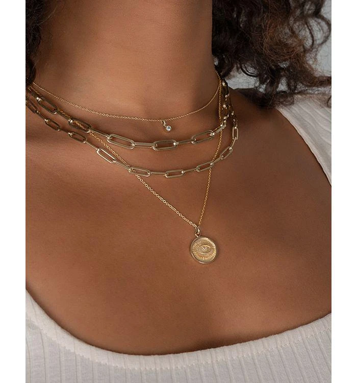 Zoe Lev 14K Yellow Gold Diamond Eye Medallion Necklace, 18" 5