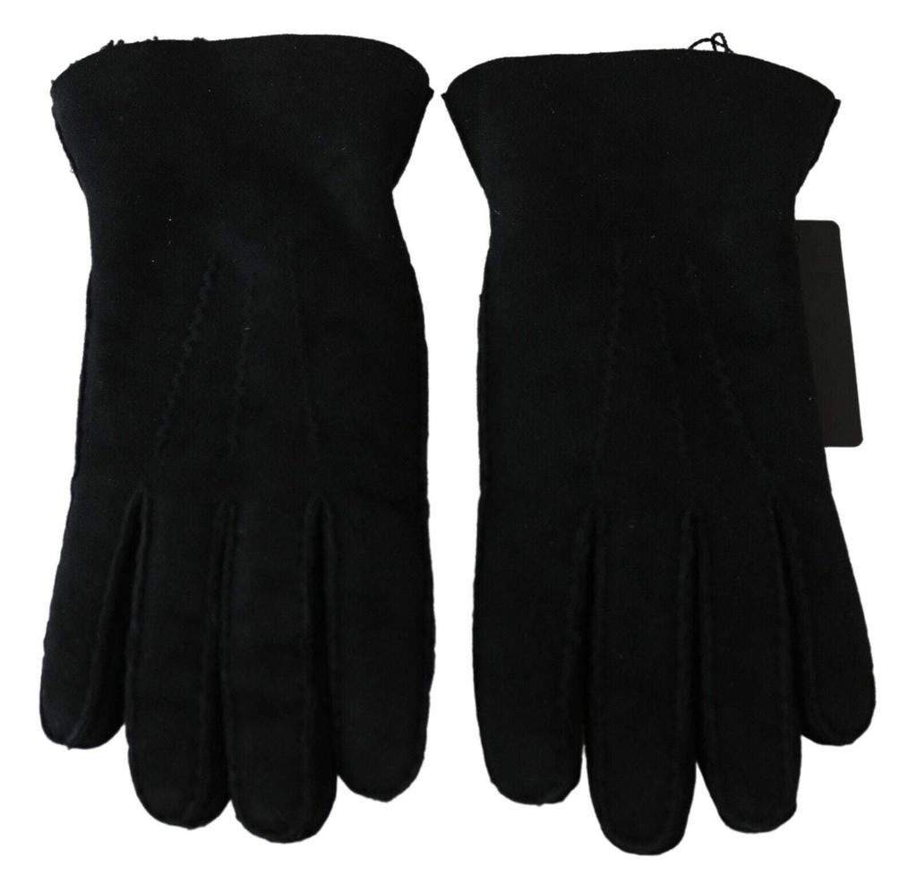 Dolce & Gabbana Dolce & Gabbana Black Leather Motorcycle Biker Mitten Gloves