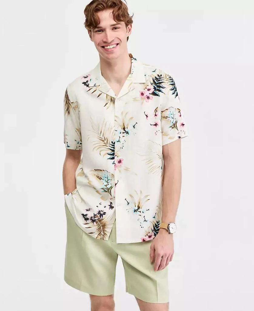 Club Room Men's Printed Silk-Blend Short Sleeve Shirt, Macy's Exclusive