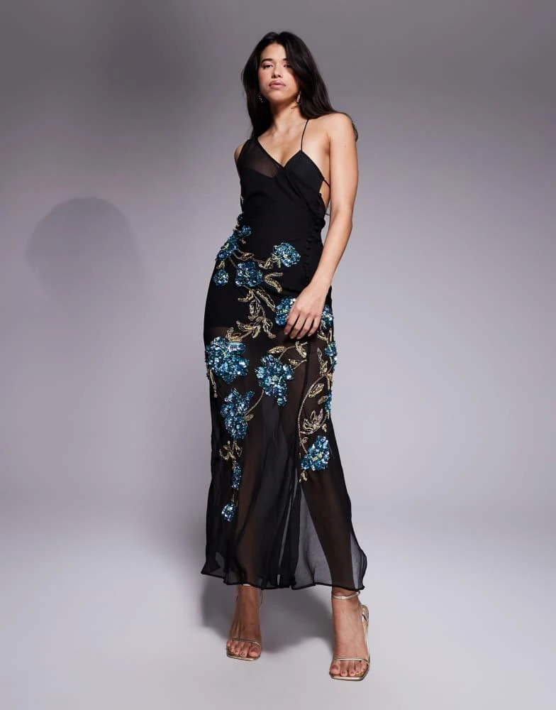 midnight blue bridesmaid dresses uk Halter Neck Pleated Long – SheerGirl COS Women's Short-Sleeve Shirt LONG EVENING GOWN Color:Black with White Polka Dots Pretty chiffon bridesmaid dress