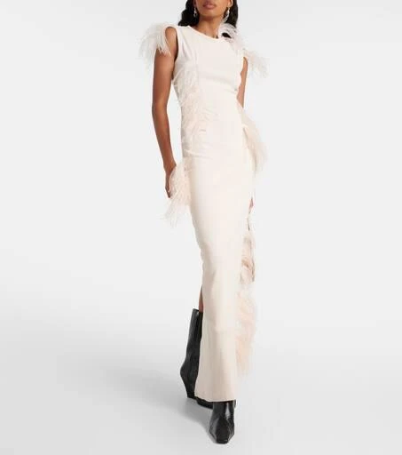 Acne Studios Essica feather-trimmed cotton-blend maxi dress 2