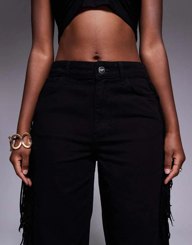 River Island River Island straight leg jean with tassel detailing in black 5