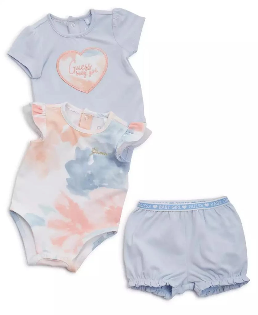 GUESS Baby Girls Two Short Sleeve Bodysuits and Corresponding Shorts, 3-Piece Set 1
