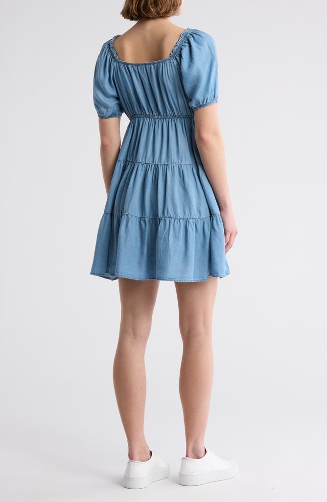 Blu Pepper Puff Sleeve Tiered Dress