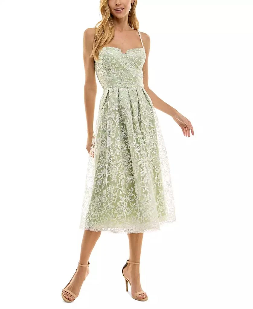 City Studios Juniors' Floral-Embroidered Sleeveless Midi Dress 1