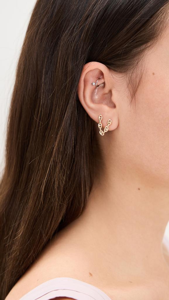 Zoe Chicco 14k Gold Linked Mariner Chain Double Stud Earring