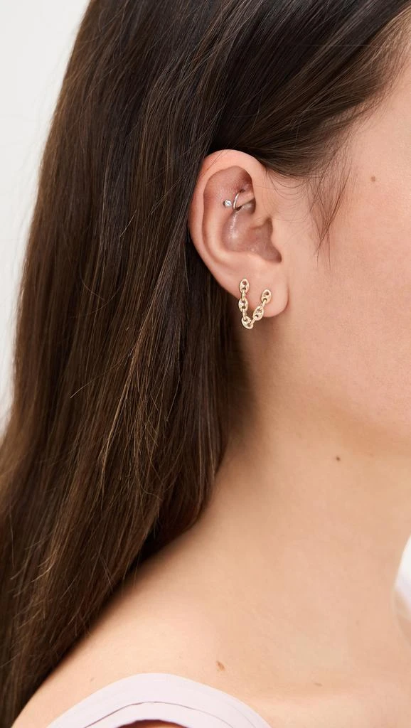 Zoe Chicco 14k Gold Linked Mariner Chain Double Stud Earring 2