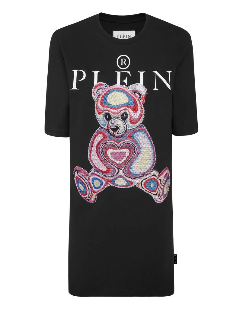 Philipp Plein Padded Shoulder T-Shirt Dress Teddy Bear