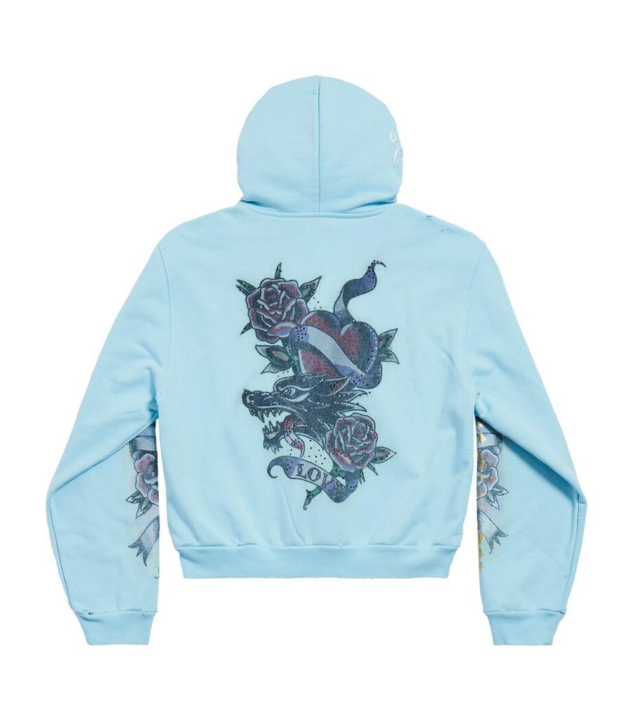 Balenciaga Cotton Tacky Tattoo Zip-Up Hoodie - Hoodies - BeyondStyle