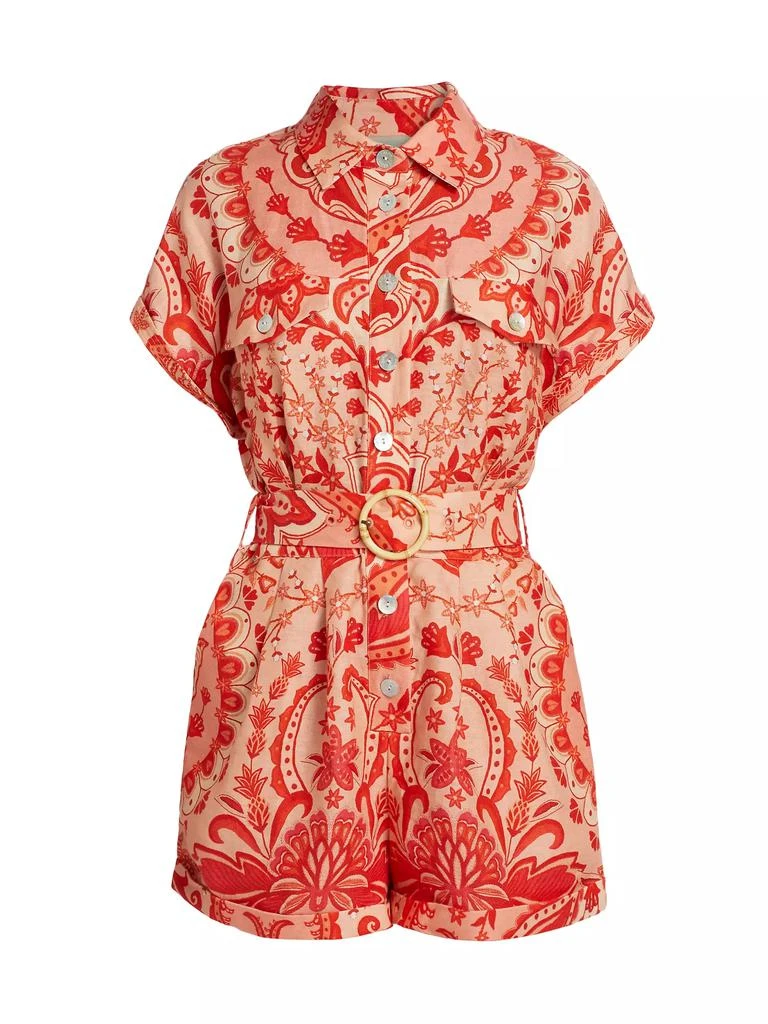 Farm Rio Jaipur Linen Belted Romper 1