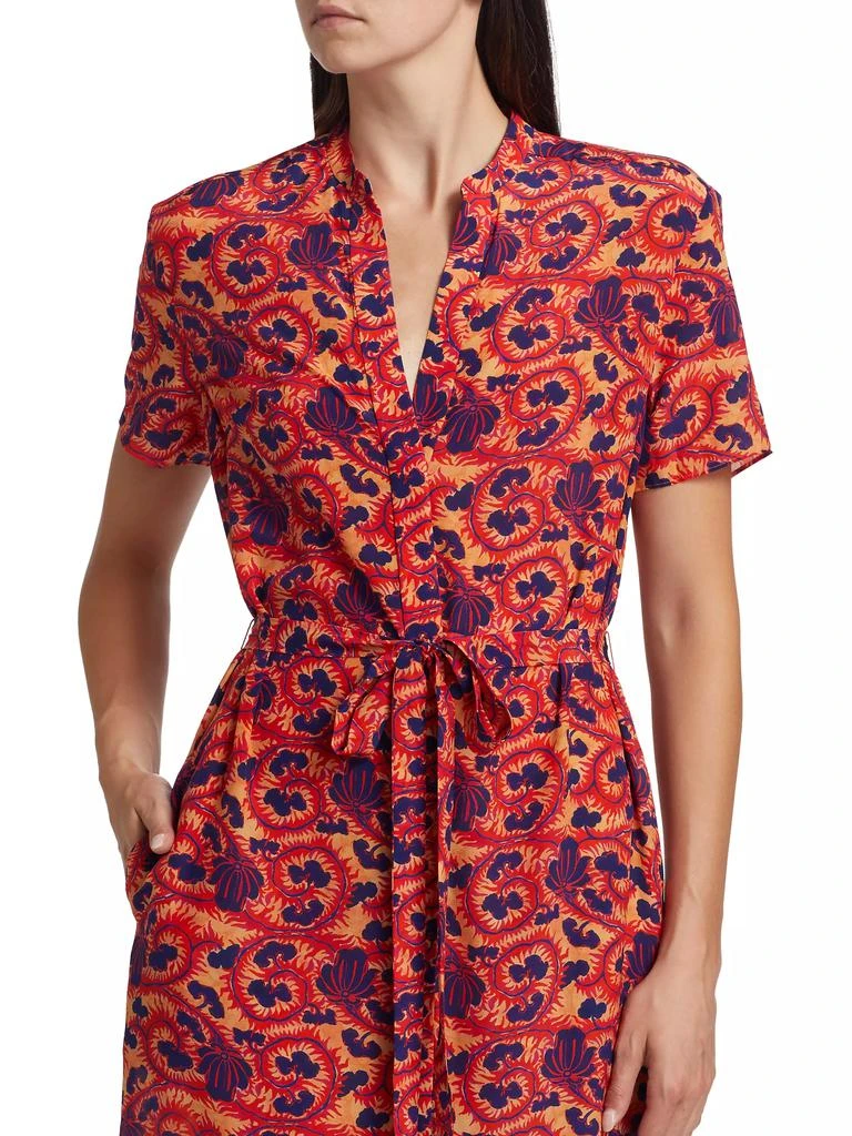 Saloni Vicki Floral Crêpe de Chine Midi Shirtdress 6