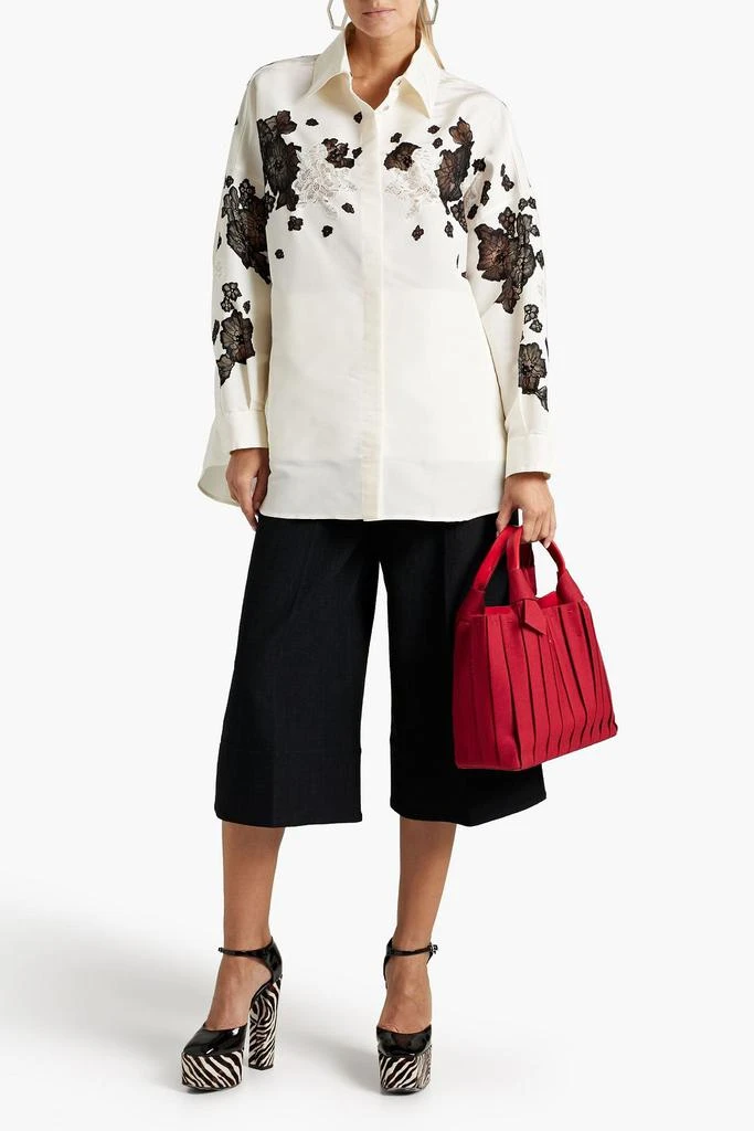 Valentino Lace-trimmed two-tone silk-faille shirt 2