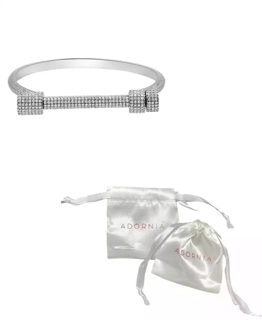 ADORNIA Silver-Plated Crystal Screw Cuff Bracelet 2