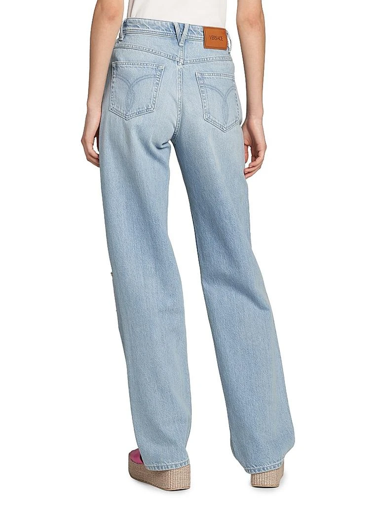 Versace Embroidered Washed Cotton Jeans 5
