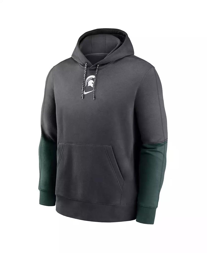 NIKE Men's Anthracite/Green Michigan State Spartans 2024 Sideline Club Pullover Hoodie