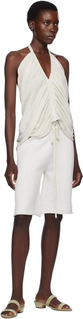 LAUREN MANOOGIAN Beige & White Linea Shorts 4