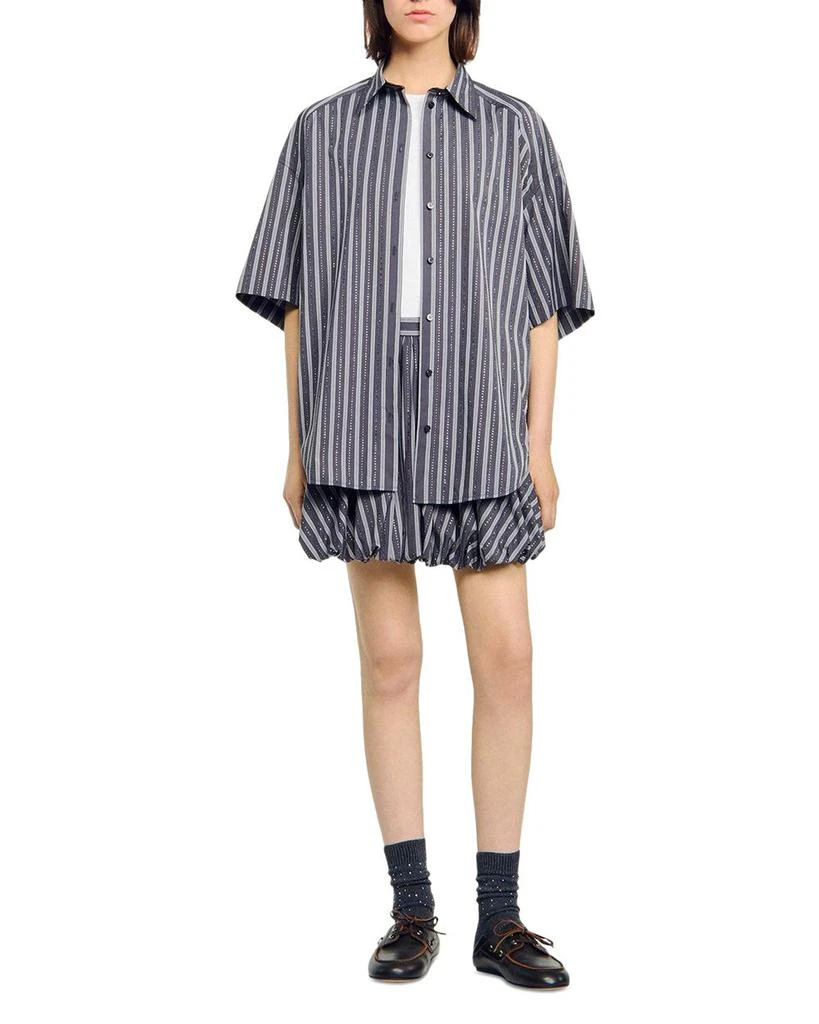 Sandro Oversized Striped Rhinestone Shirt 5