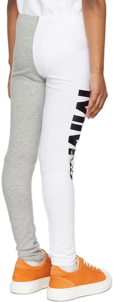 MAISON MARGIELA Kids White & Gray Contrast Logo Leggings 4