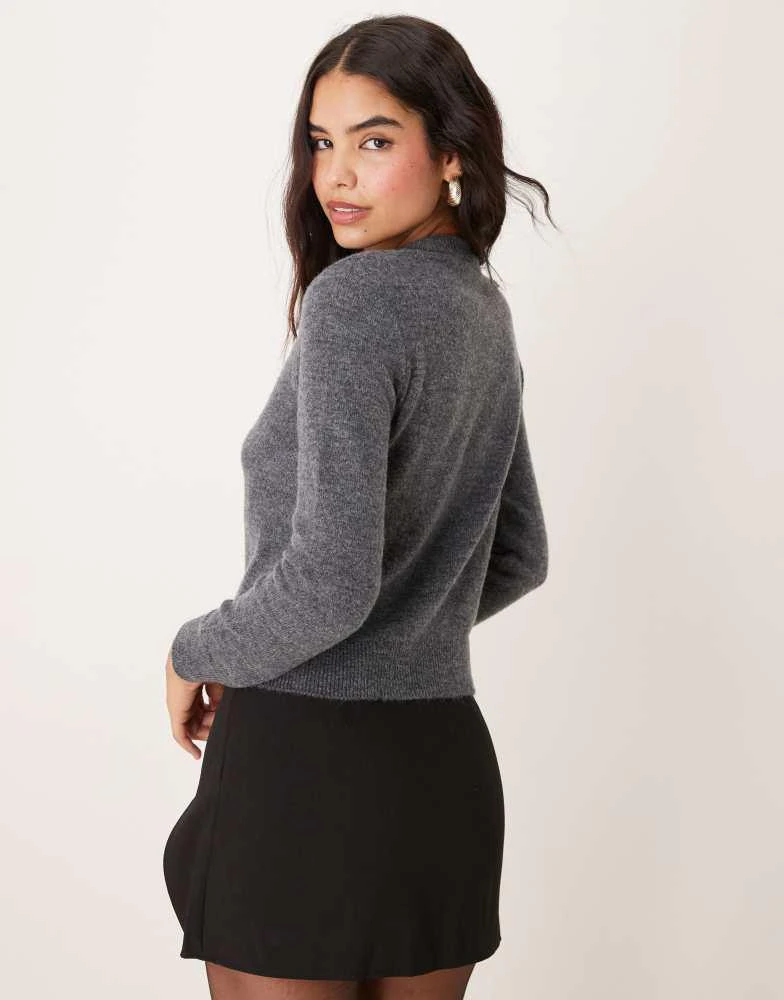 Mango Mango fluffy jumper in grey 3