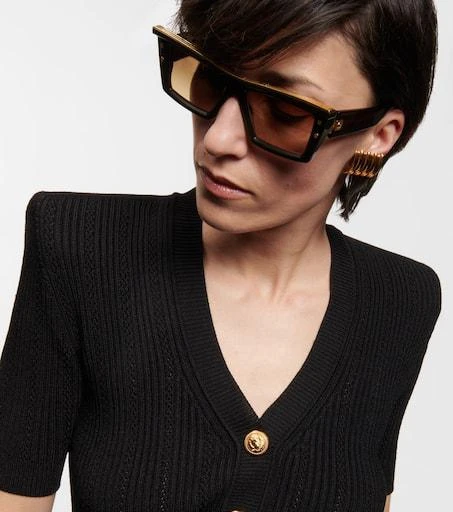 Balmain Logo-embossed square sunglasses 2