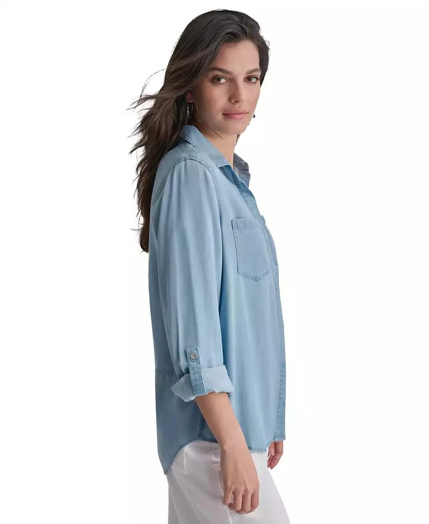 DKNY Women's Roll-Tab-Sleeve Button-Front Shirt 3