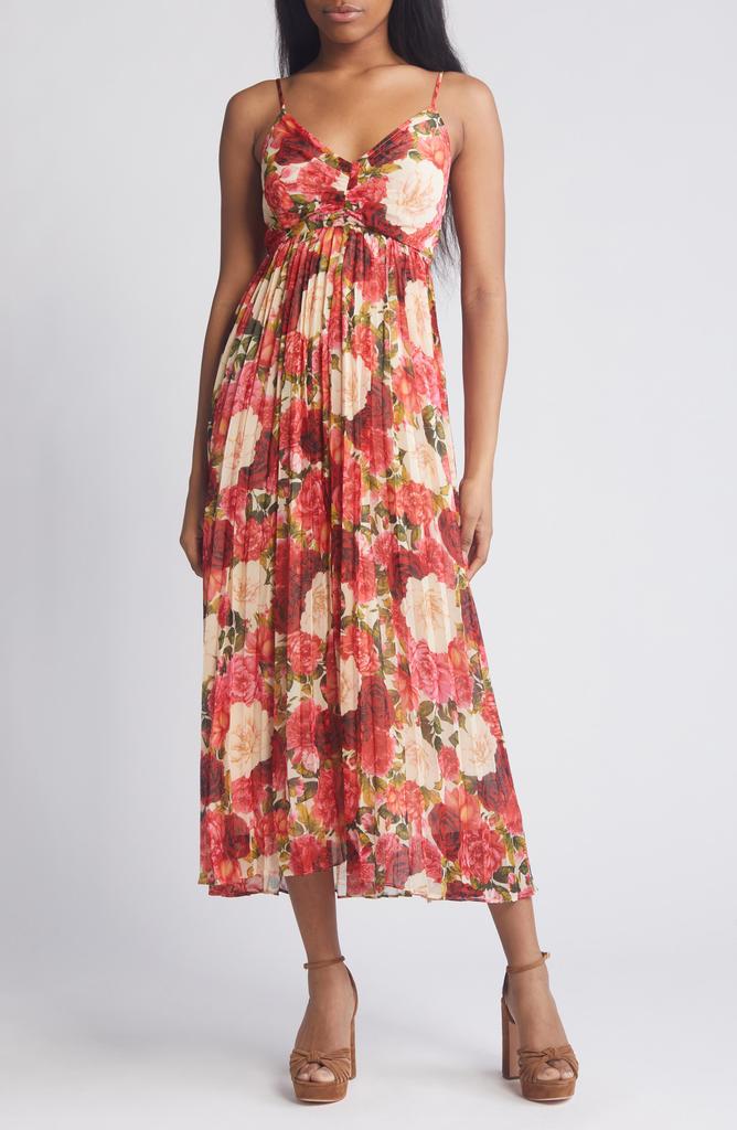 Moon River Floral Print Smocked Back Sundress