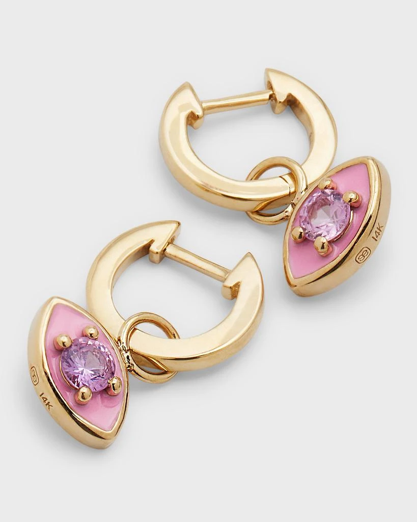 Sydney Evan Pink Enamel Sapphire Evil Eye Huggies 3