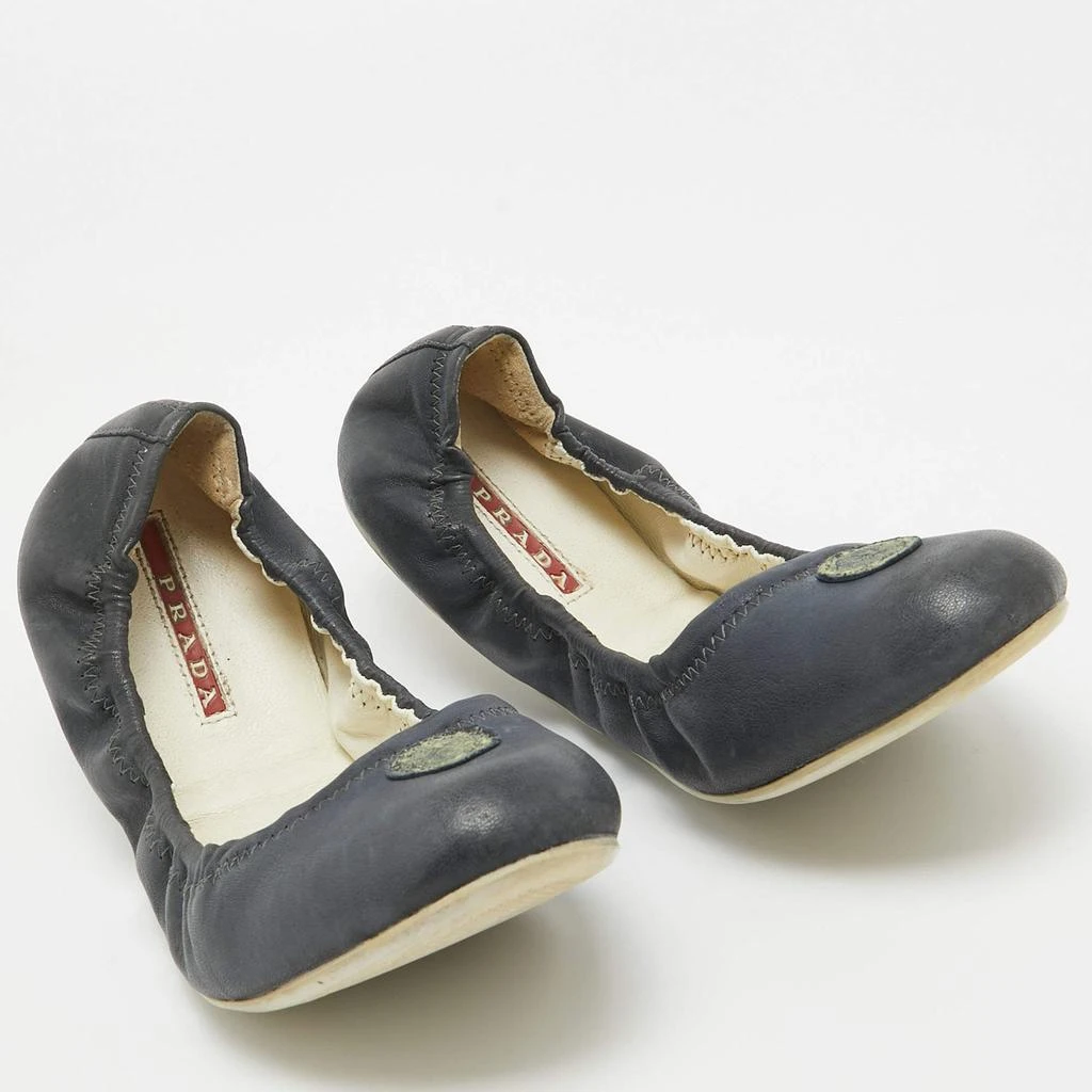 Prada Prada Navy Blue Leather Scrunch Ballet Flats Size 38.5 4