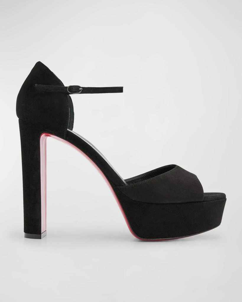 Christian Louboutin Sandaloo Suede Red Sole Platform Sandals 1