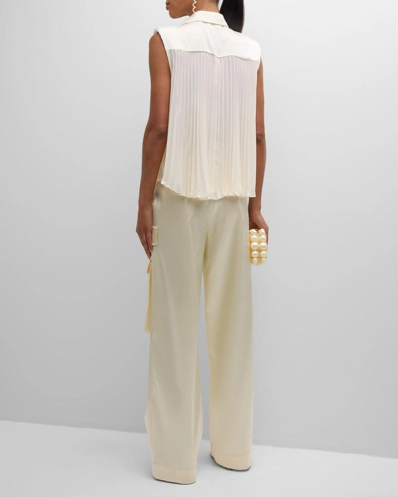 Cinq a Sept Claire Sleeveless Pleated Button-Front Top 4