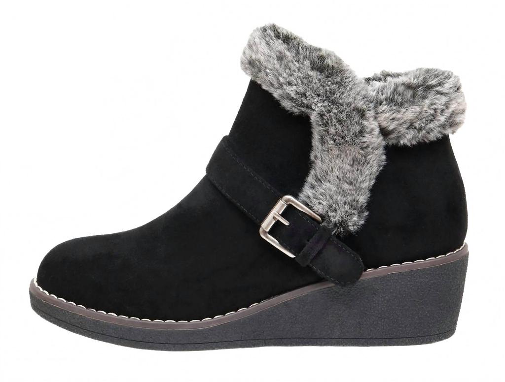 CUSHIONAIRE Women's Rhodes Faux Suede Winter Booties In Black