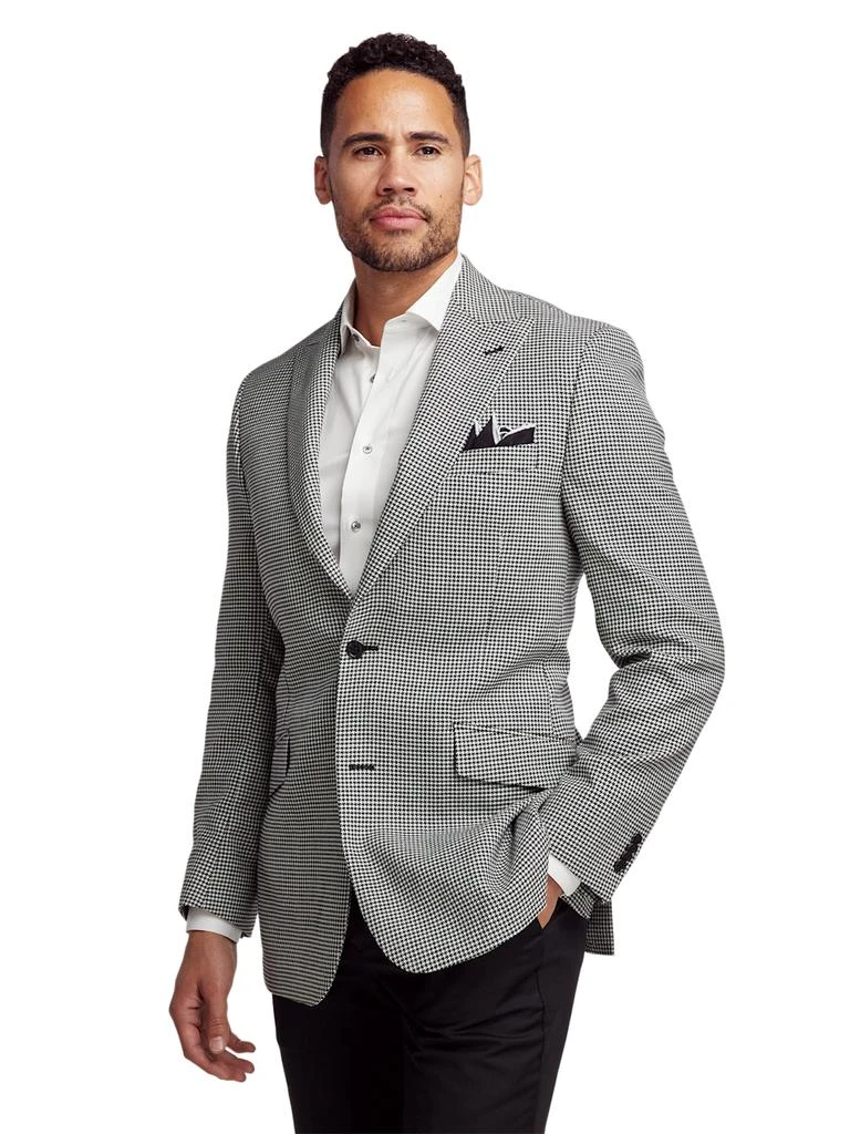 Paul Fredrick Wool Houndstooth Single Breasted Peak Lapel Sport Coat 2