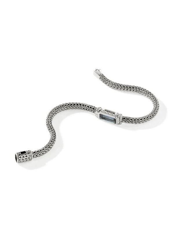 John Hardy Icon Sterling Silver & Treated London Blue Topaz Bracelet 4
