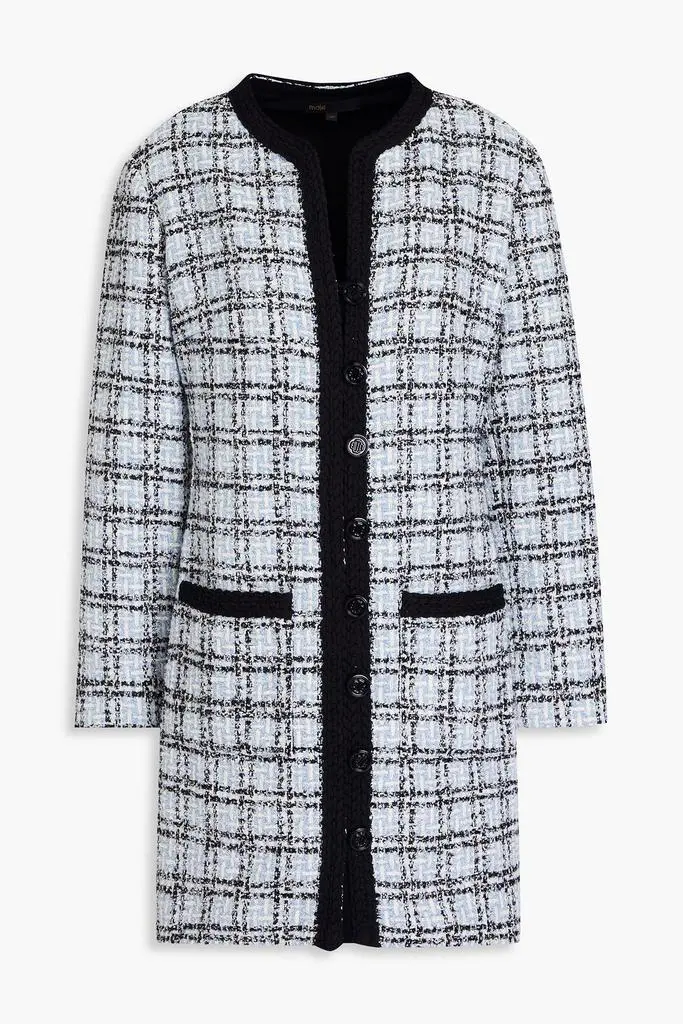 Maje Button-embellished metallic tweed mini dress