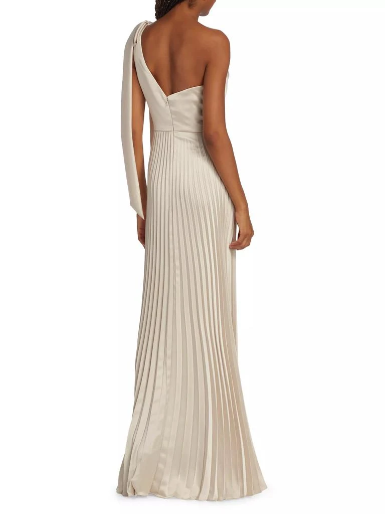Amsale Satin One-Shoulder Pleated Gown 5