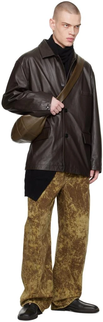 Lemaire Brown Spread Collar Leather Jacket 4