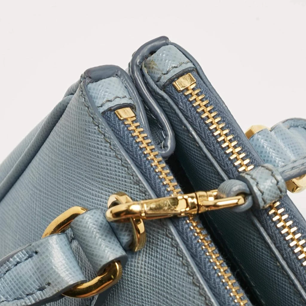 Prada Prada Light Blue Saffiano Lux Leather Mini Double Zip Crossbody Bag 8