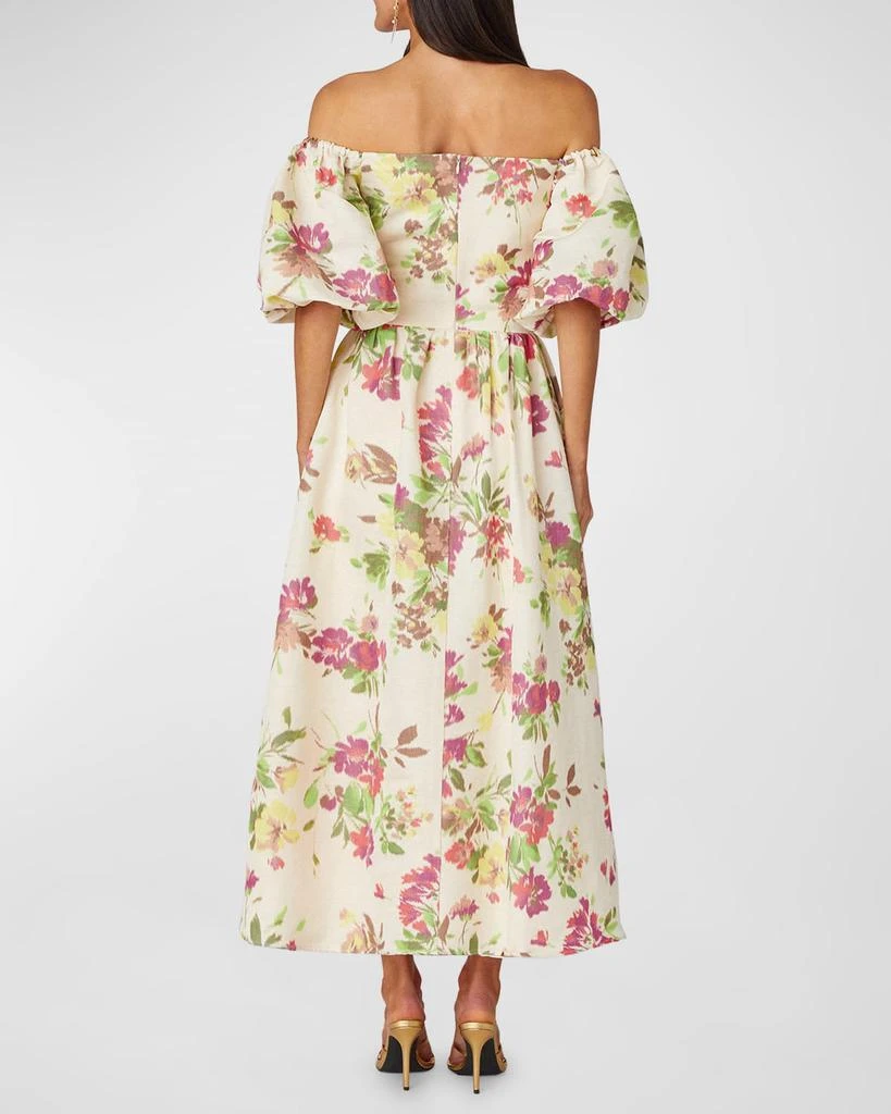 Shoshanna Zarah Pleated Off-Shoulder Jacquard Midi Dress 2