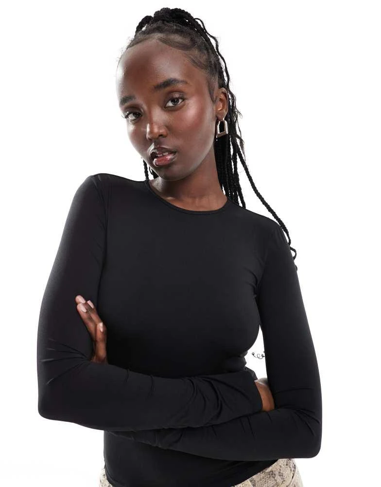Weekday Weekday Fine long sleeve t-shirt in black 1