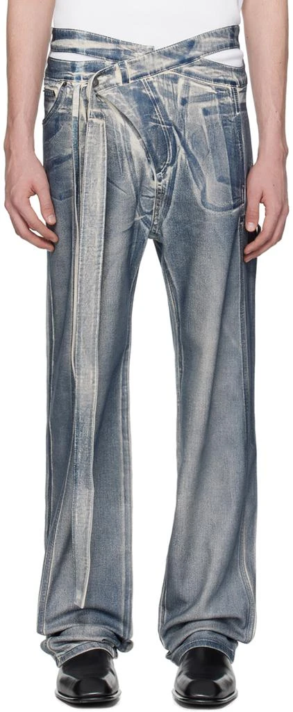 Ottolinger SSENSE Exclusive Blue Signature Wrap Jeans 1